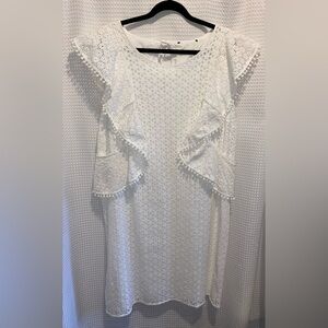 Eloquii‎ white 100% cotton eyelet midi dress with flutter sleeves size 22